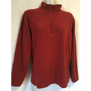 Uniqlo Women Fleece Jacket Sweater 1/4 Zip Size M Burgundy Lightweight Pullover